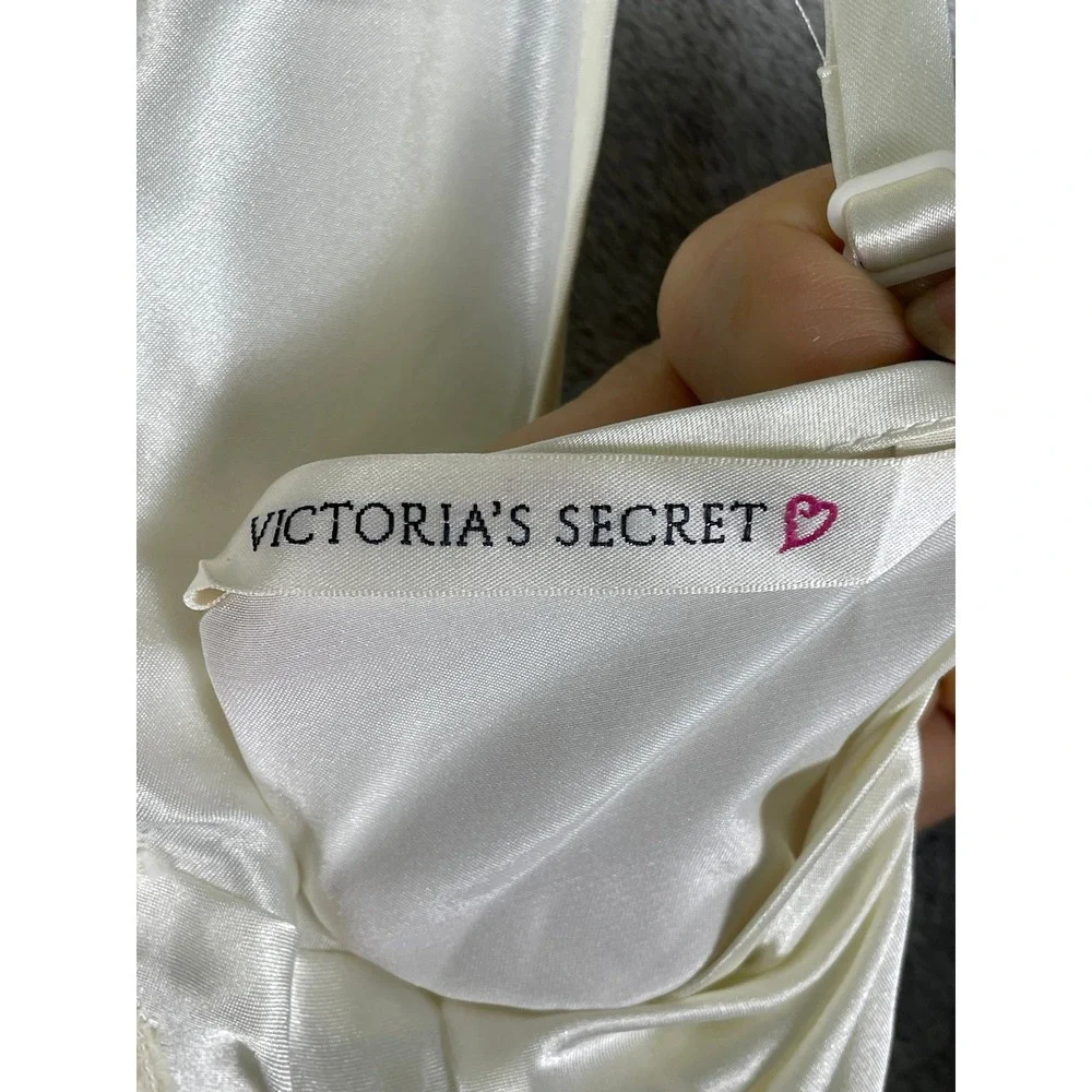 Victoria's Secret Nightgown Womens Large Ivory Excellent Vintage 90s Lace Satin